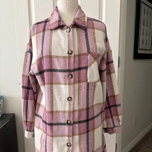 Shein Pink Plaid Shacket Size M